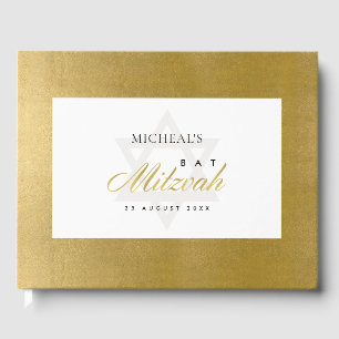 ELEGANT SIMPLE CLEAN FAUX GOLD BAR BAT MITZVAH GUEST BOOK