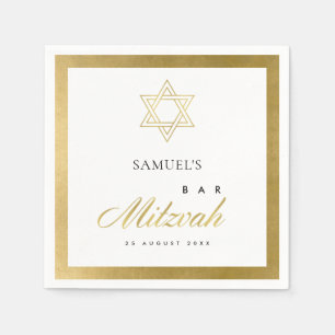 ELEGANT SIMPLE CLEAN FAUX GOLD BAR BAT MITZVAH NAPKINS