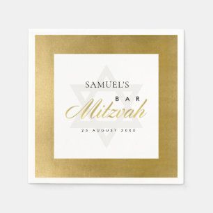 ELEGANT SIMPLE CLEAN FAUX GOLD BAR BAT MITZVAH NAPKINS
