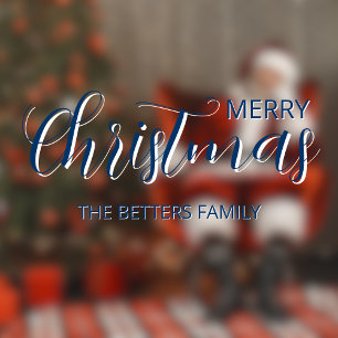 Elegant Simple Clean Midnight Blue Christmas Window Cling