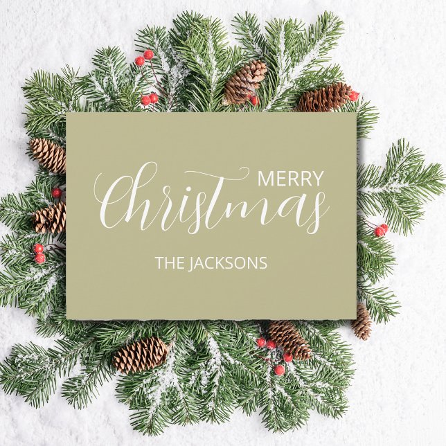 Elegant Simple Clean Sage Green Christmas   Holiday Card (Creator Uploaded)