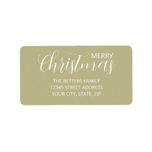Elegant Simple Clean Sage Green Christmas Label