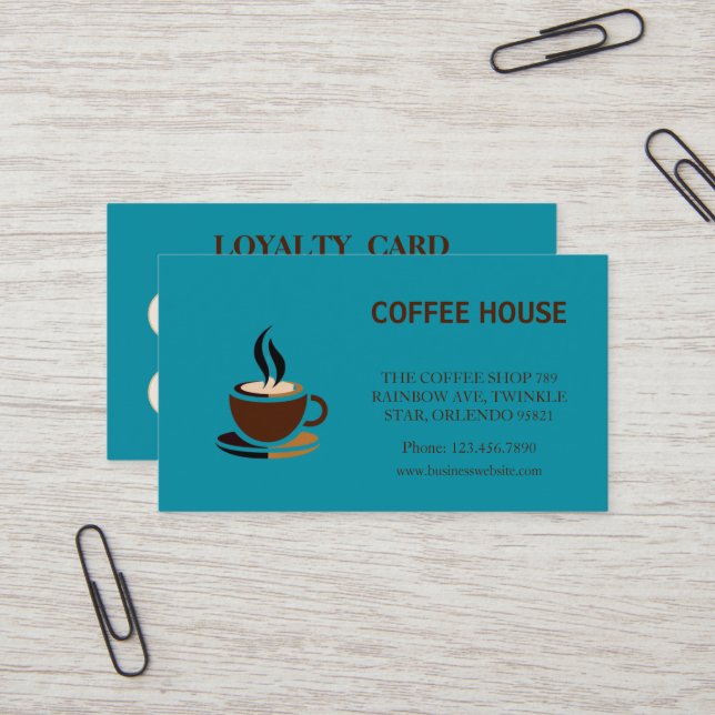 Elegant simple coffee Shop Loyalty Card (Front/Back In Situ)