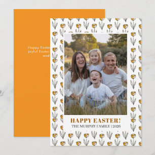 Elegant Simple Colorful Floral Easter Family Photo Holiday Card