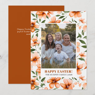 Elegant Simple Colorful Floral Easter Family Photo Holiday Card