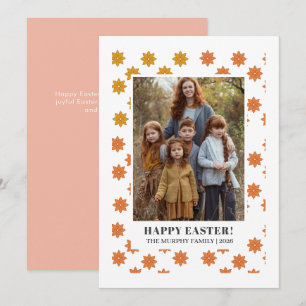 Elegant Simple Colorful Floral Easter Family Photo Holiday Card