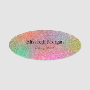 Elegant Simple Colorful Glitter Ombre Name Tag