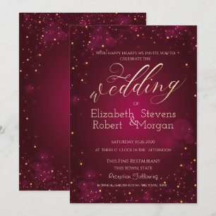 Elegant Simple Confetti Red Wedding Invitation