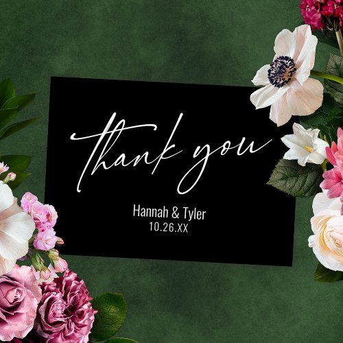 Elegant Simple Contemporary Handwriting Black Thank You Card