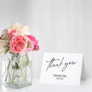 Elegant Simple Contemporary Handwriting Letterpress Thank You Card