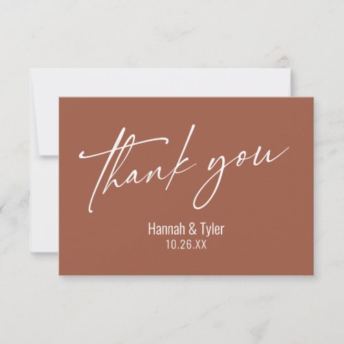 Elegant Simple Contemporary Handwriting Terracotta Thank You Card