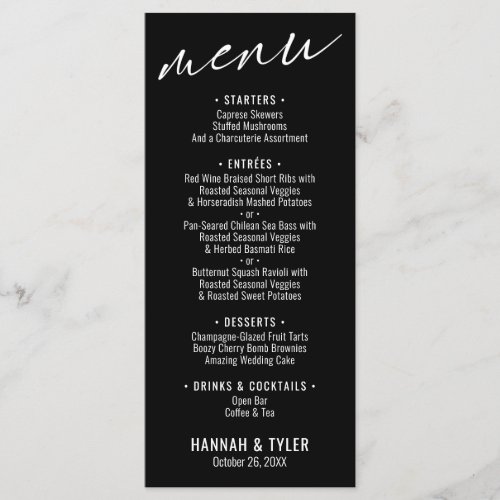 Elegant Simple Contemporary Typography Black Menu