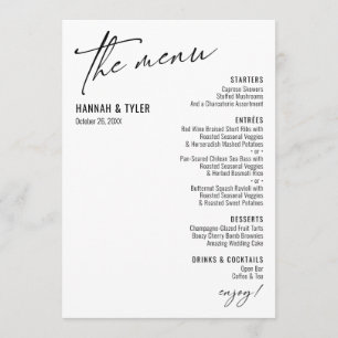 Elegant Simple Contemporary Typography Black White Menu