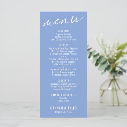 Elegant Simple Contemporary Typography Periwinkle Menu
