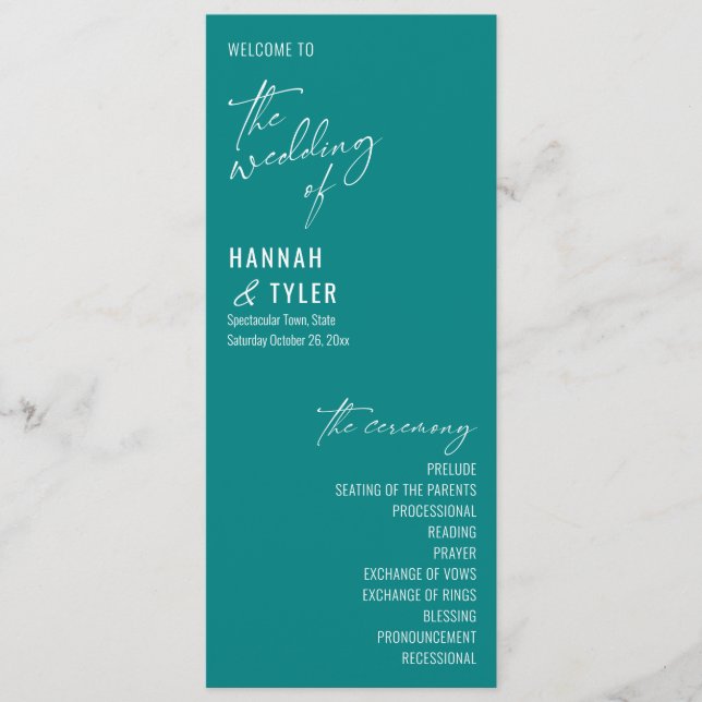 Elegant, Simple, Contemporary Typography Teal Program (Front)