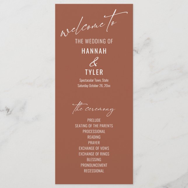 Elegant Simple Contemporary Typography Terracotta Program (Front)
