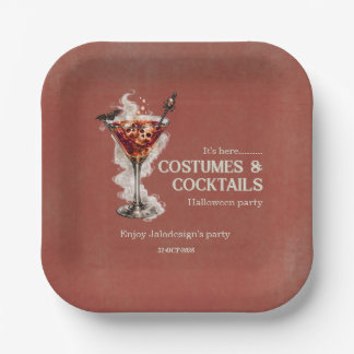 Elegant Simple Costumes Cocktails Halloween Party Paper Plates
