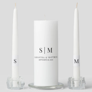 Elegant Simple Couple Monogram Initials Wedding Unity Candle Set