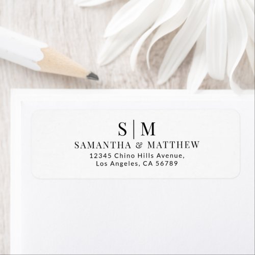 Elegant Simple Couple Monogram Return Address Label