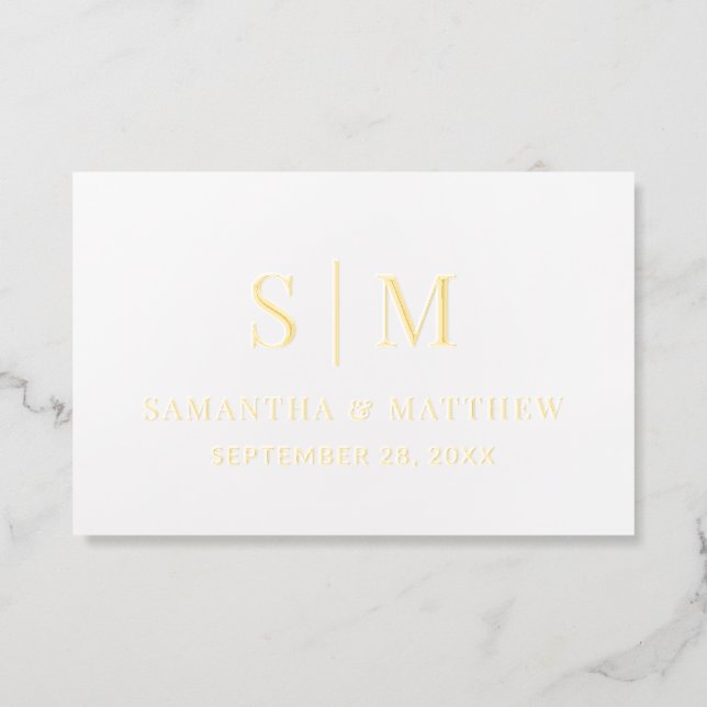 Elegant Simple Couple Monogram Wedding Note Card (Front)
