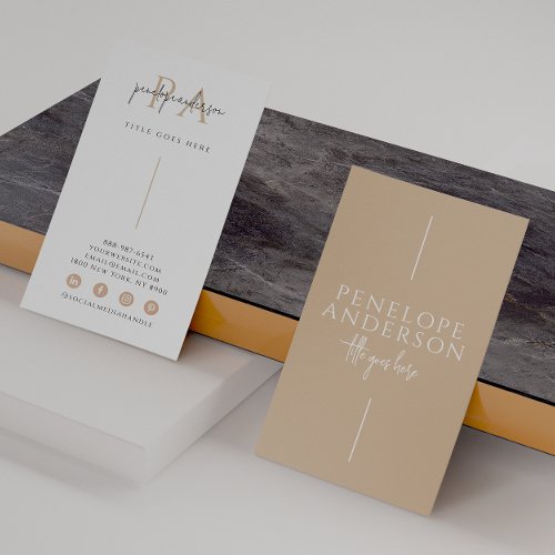  Elegant Simple Cream Neutral Boho Modern Unique  Business Card