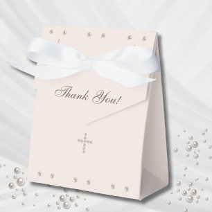 Elegant Simple Cross Christian Baptism Favor Boxes