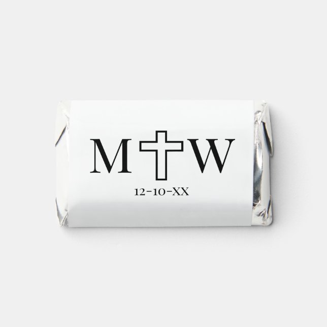 Elegant Simple Cross Couple 2 Init Monogram Date Hershey's Miniatures (Front)