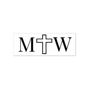 Elegant Simple Cross Couple 2 Init Monogram Self-inking Stamp