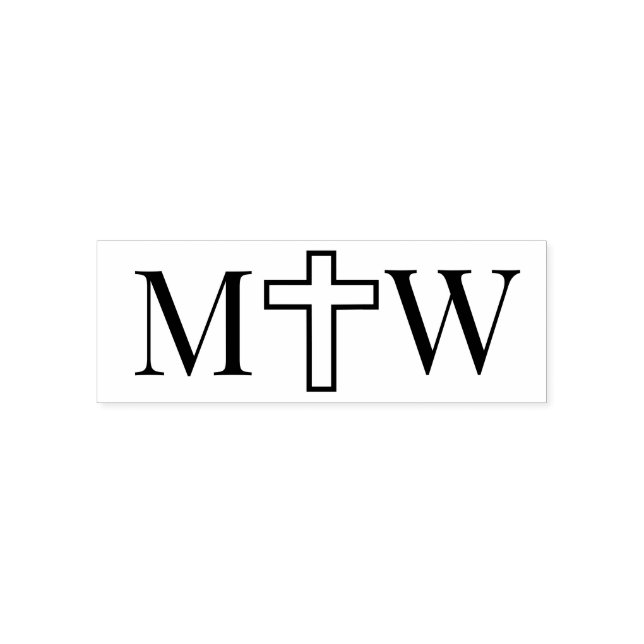 Elegant Simple Cross Couple 2 Init Monogram Self-inking Stamp (Design)