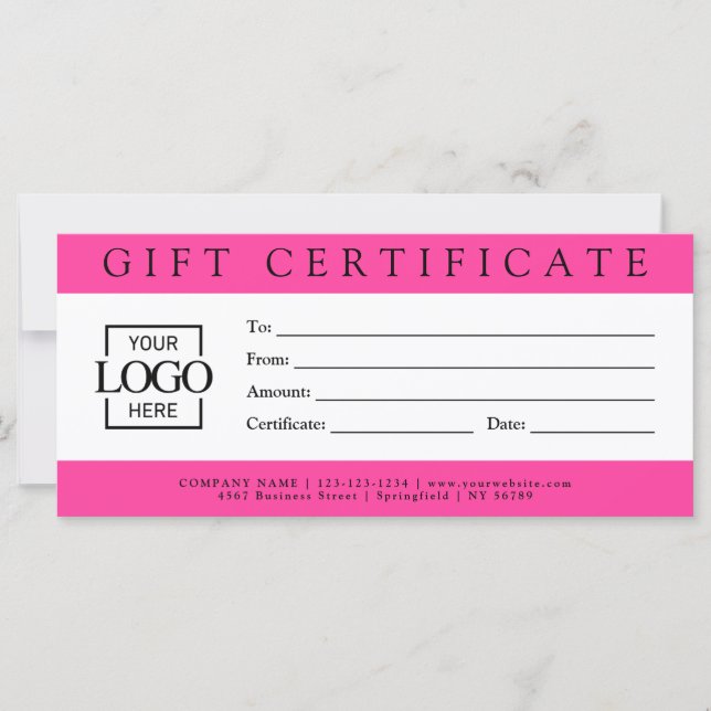 Elegant Simple Custom Business Gift Certificate (Front)