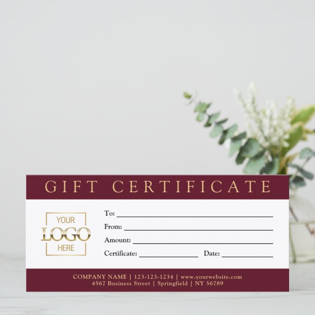 Elegant Simple Custom Business Gift Certificate wi (Standing Front)