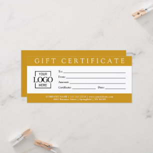 Elegant Simple Custom Business Gift Certificate wi