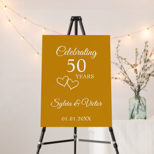 Elegant Simple Custom Gold 50th Anniversary Party Foam Board