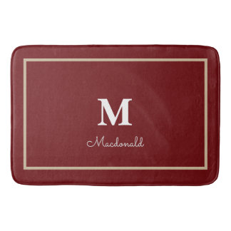 Elegant Simple Custom Monogram Bath Mat