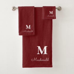 Elegant Simple Custom Monogram  Bath Towel Set
