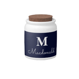 Elegant Simple Custom Monogram  Candy Jar