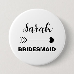 Elegant & Simple Custom Name Bridesmaid Button