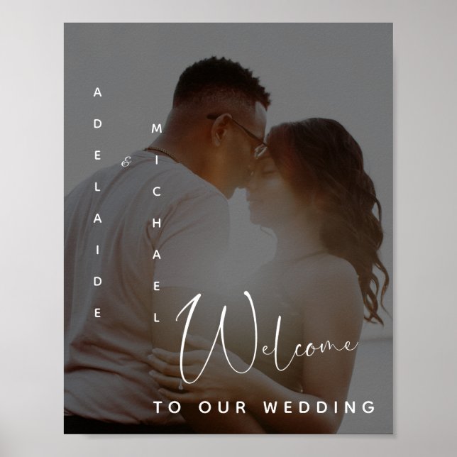 Elegant Simple Custom Photo Wedding Welcome Poster (Front)
