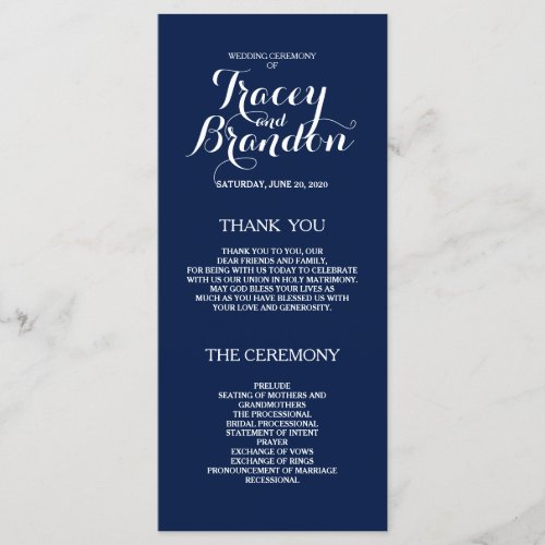 Elegant Simple Custom Wedding Program