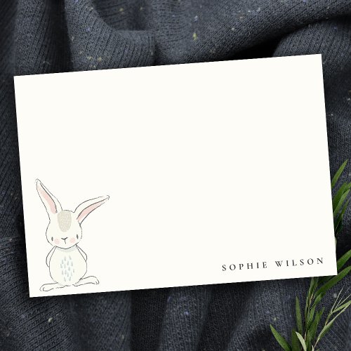 Elegant Simple Cute Blue Pink Bunny Kids Birthday Note Card