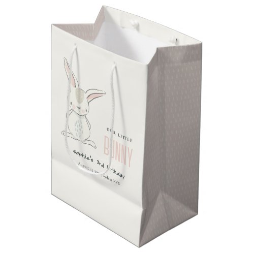 Elegant Simple Cute Blush Pink Bunny Kids Birthday Medium Gift Bag
