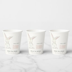 Elegant Simple Cute Bunny Pink Blush Kids Birthday Paper Cups
