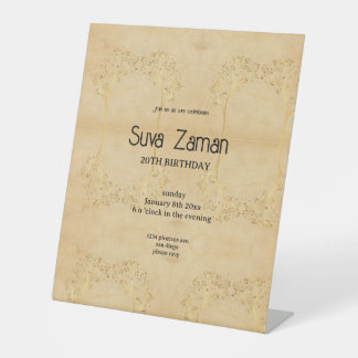 Elegant Simple Cute Gray 20th Birthday Pedestal Sign