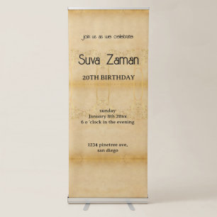 Elegant Simple Cute Gray 20th Birthday Retractable Banner