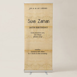 Elegant Simple Cute Gray 20th Birthday Retractable Banner