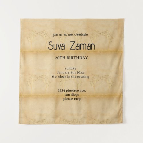 Elegant Simple Cute Gray 20th Birthday Tapestry
