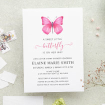 Elegant Simple Cute Pink Butterfly Baby Shower  Invitation