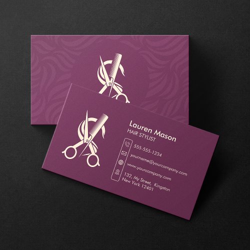 Elegant Simple Dark Maroon HairStylist HairDresser Business Card