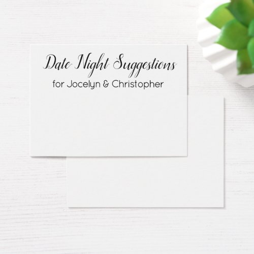 Elegant Simple Date Night Suggestions Card