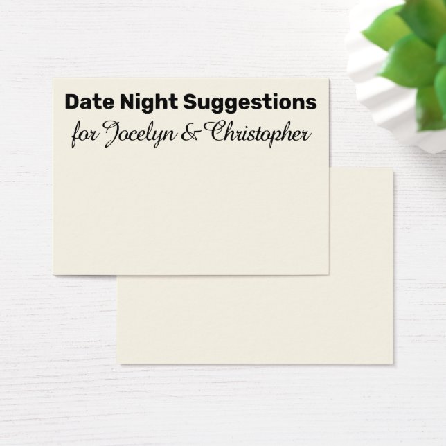Elegant, Simple Date Night Suggestions Cream Card (Desk)